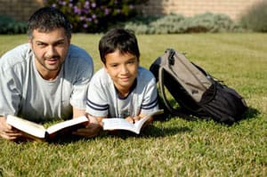 Dad and sone reading