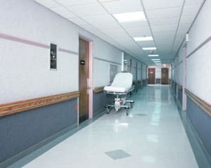 Empty hospital hallway